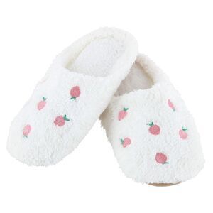 CTM Women's Strawberry Print Fur Slippers